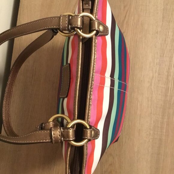 COACH Y2K LEGACY STRIPED MULTICOLOR MINI TOTE BAG SATEEN EXTERIOR - Picture 4 of 9